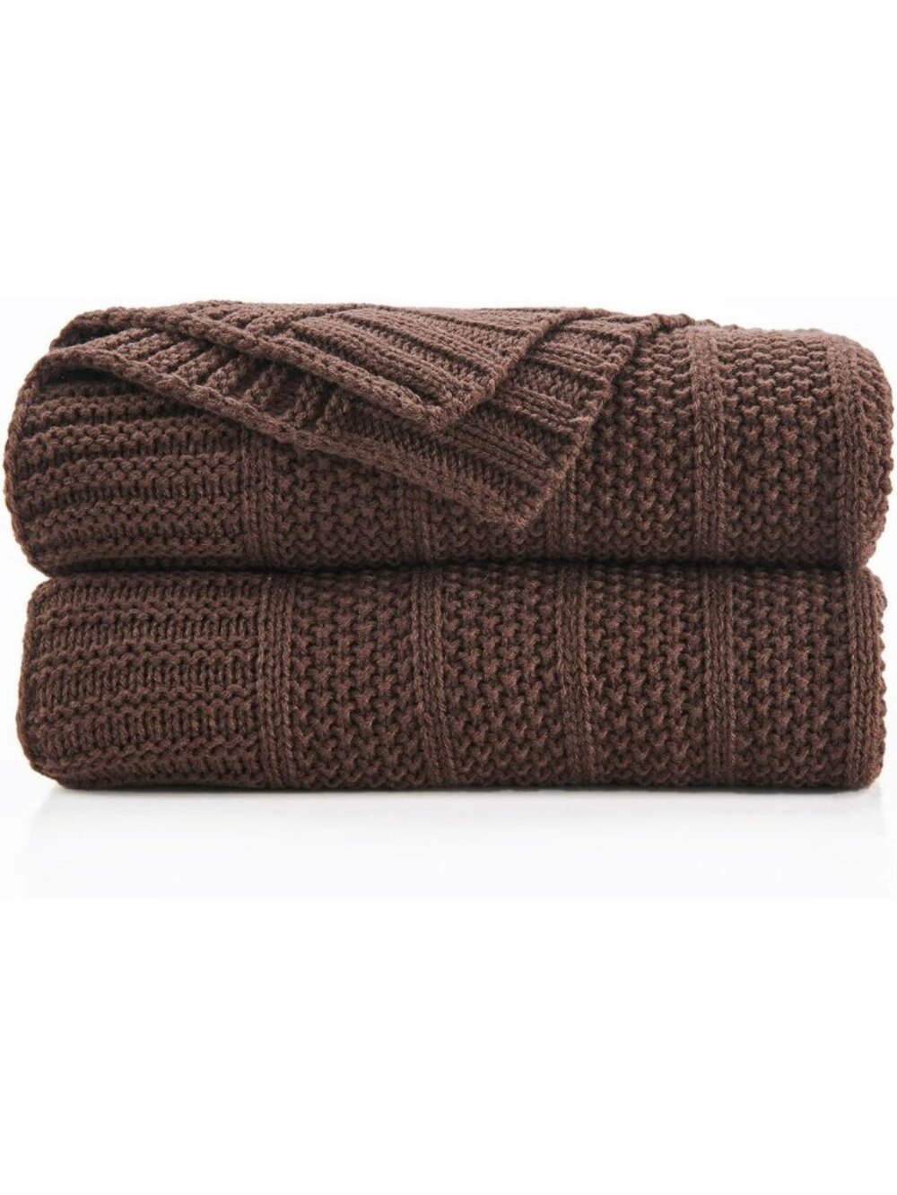 Cozy Dark Brown Stripe Knit Throw Blanket 60"x80" | Soft & Stylish Home Decor